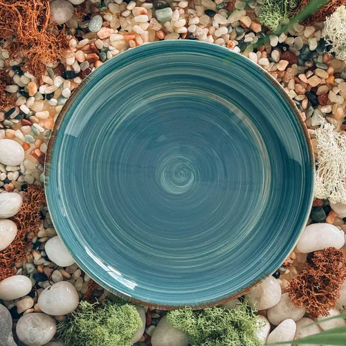 Vista 8 de MORA Platos de Ensalada de Cerámica en Espiral Set de 6, Plato de 8 Pulgadas de Porcelana en Espiral para Cocina, Cena Pequeña, Almuerzo, Aperitivo