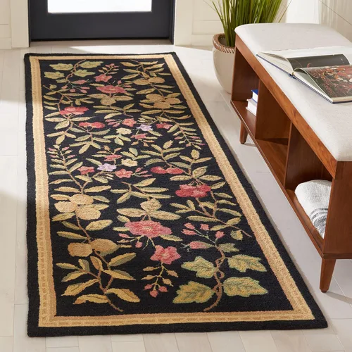 Vista 18 de SAFAVIEH Chelsea Collection - Alfombra decorativa de 1 pies 8 pulgadas x 2 pies 6 pulgadas, color negro, lana de campo francesa enganchada a mano