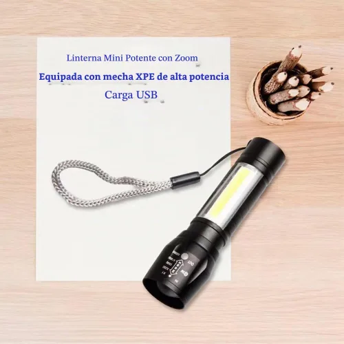 Vista 7 de CLEZGO - Linternas recargables de alto lumens LED, mini linterna recargable USB para el hogar, 3 modos de enfoque ajustable, linterna portátil
