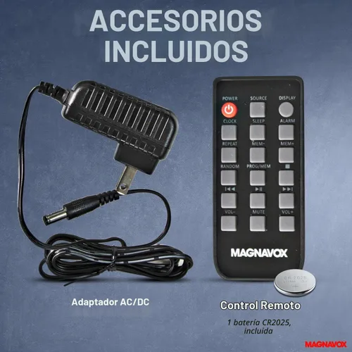 Vista 3 de Magnavox Sistema de estante de CD de 3 piezas con radio estéreo digital PLL FM