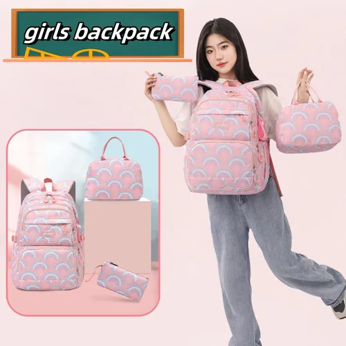 Vista 3 de Mochila para niños y niñas con lonchera para la escuela combo de lonchera