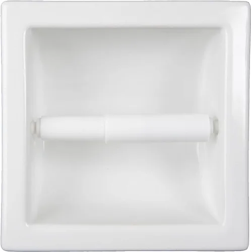 Vista 2 de Hecho a mano T/P hecho en Estados Unidos T/P empotrado de cerámica para baño soporte de papel higiénico hecho en Estados Unidos, fácil de instalar