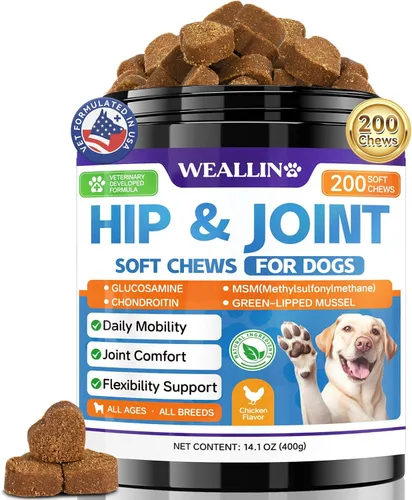 Vista 8 de Suplemento articular para perros, suplemento para articulaciones de perro, glucosamina, condroitina para cadera y articulaciones, golosinas