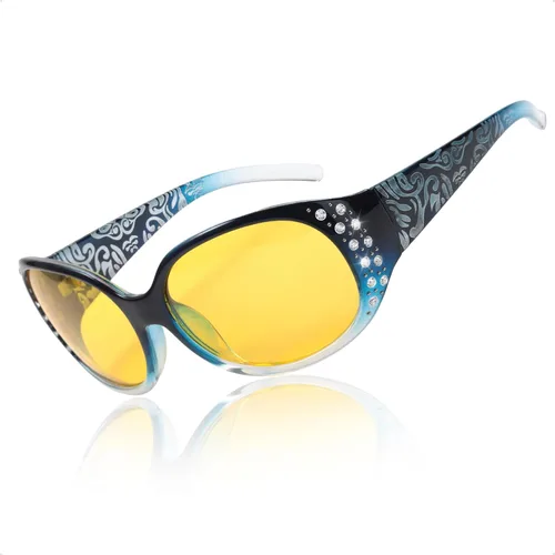 Vista 18 de LVIOE Gafas de conducción de visión nocturna envolventes antirreflejos con lente amarilla polarizada para mujer