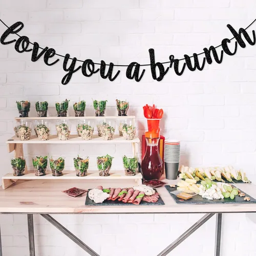 Vista 7 de Cartel de Love You A Brunch, decoración de fiesta de cumpleaños, fiesta de compromiso, brunch, adorno de banderines de fiesta de brunch
