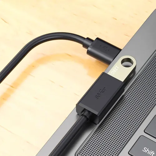Vista 7 de ALINNA - Paquete de 5 cables de extensión USB 3.0 negros tipo A, macho a hembra, para tableta, teclado USB, mouse, unidad flash, disco duro