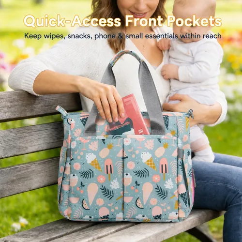 Vista 6 de Bolsa de pañales de viaje mediana para mamá y papá Postre de dibujos animados