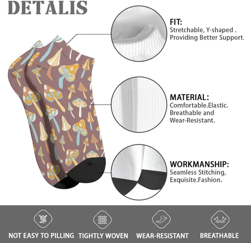 Vista 7 de devor Ankle Socks Men Liner Socks Men's Athletic Sock Trendy Mushrooms Funny Mushrooms Magic Mushrooms Plant Forest Sock