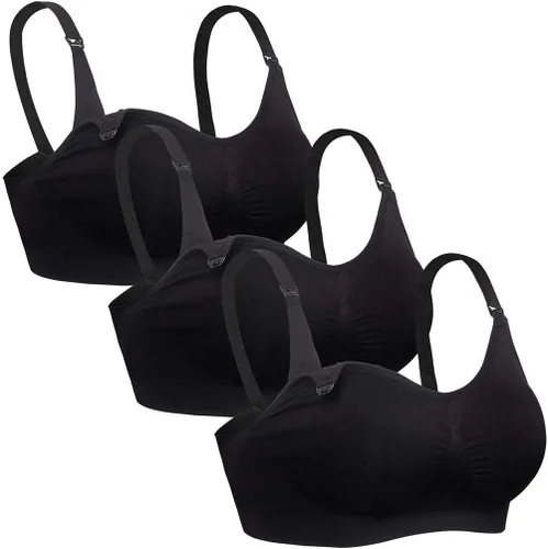 Vista 19 de iloveSIA Nursing Bras for Mom Breastfeeding, Seamless Supportive Sleep Bra for Maternity Postpartum S-2XL 3Pack