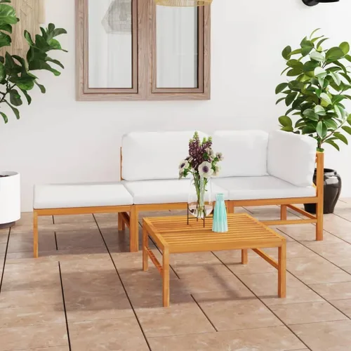 Vista 22 de 4-Piece Patio Lounge Set with Gray Cushions Solid Teak Wood Outdoor Furniture for Garden Balcony Porch Apartment Small Space