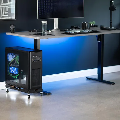 Vista 9 de VIVO Carrito de PC portátil ajustable de acero grande para debajo del CART-PC03D se adapta a la mayoría de PC para juegos de hasta 25 x 12 pulgadas