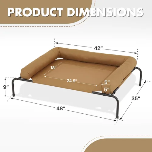 Vista 3 de Athena Collection Cama elevada para perros para exteriores con cojines extraíbles, cuna elevada de 48 pulgadas, lavable con marco de metal, patas