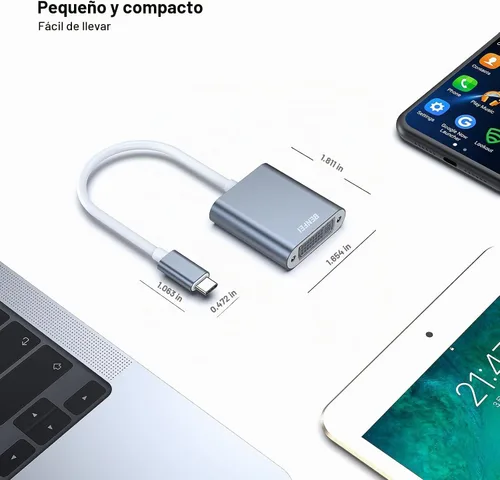 Vista 4 de BENFEI Adaptador USB C a DVI, adaptador tipo C a DVI [compatible con Thunderbolt 3/4] con iPhone 15 Pro/Max, MacBook Pro/Air 2023, iPad Pro, iMac