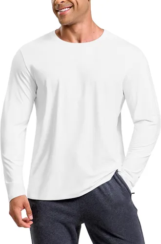 Vista 16 de MIER X-Sofort - Camisetas de manga larga para hombre, ligeras, súper suaves, atléticas, cuello redondo, para correr, descansar, entrenamiento casual
