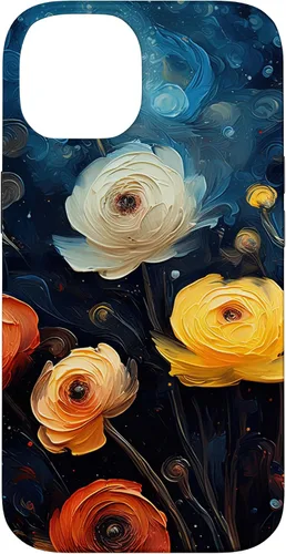 Vista 4 de Gorgeous Star Night Ranunculus Flowers Famous Painting Case for iPhone 17