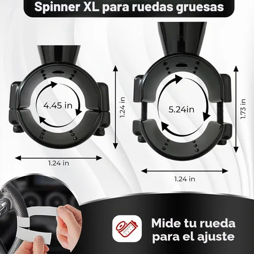 Vista 2 de BL - Pomo giratorio para volante, ajuste antideslizante universal, ABS y acabado de silicona premium, perilla suicida con rodamiento de bolas