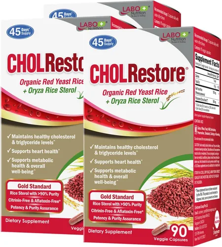 LABO Nutrition CHOLRestore - Arroz de levadura roja con suplemento de salud de fitosterol, apoya niveles saludables de colesterol, libre de