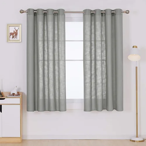 Vista 51 de Deconovo - Cortinas transparentes con filtro de luz de 84 pulgadas de largo Plata