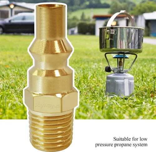 Vista 3 de Joywayus Adaptador de conexión rápida de propano de 1/4 "NPT de flujo completo macho enchufe rosca de gas para RV barbacoa portátil
