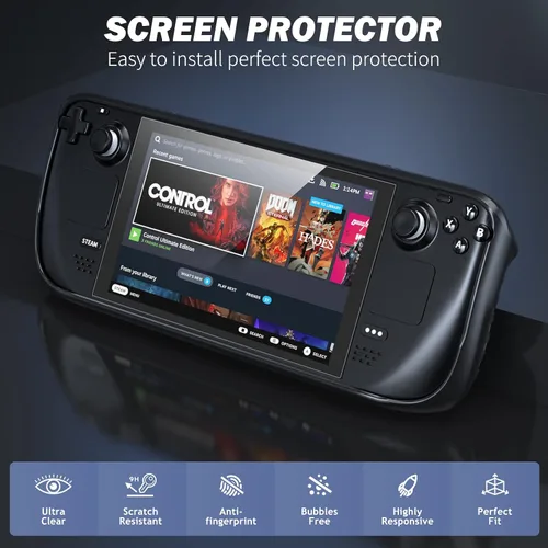 Vista 4 de Steam Deck Case,21 in 1Steam Deck Accessories Set with TPU Protective Cover Case,Adjustable Stand Dock and 2 HD Tempered Glass Screen Protector,90