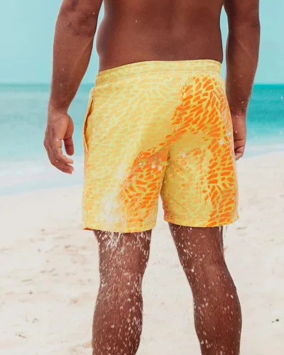 Vista 3 de utcoco Traje de baño para hombre que cambia de color, secado rápido, pantalones cortos de playa