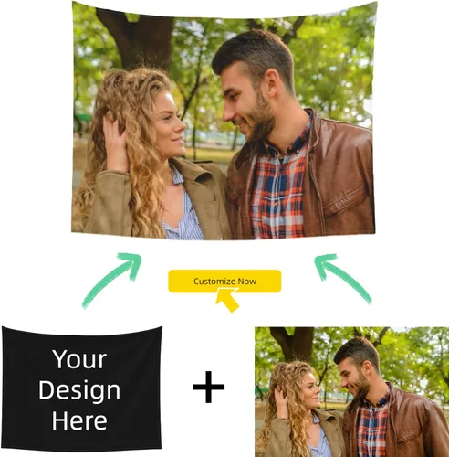 Vista 2 de Tapiz personalizado para cargar imágenes de boda, amor, recuerdo familiar, tapiz personalizado para el Día de la Madre, Día del Padre, tapiz