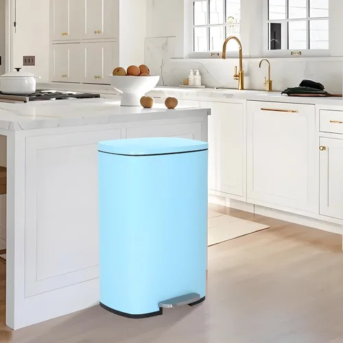 Vista 8 de Basurero de acero inoxidable de 13 galones, cubo de basura con tapa con pedal, cubo interior extraíble, resistente a las huellas dactilares