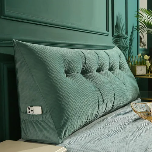 Vista 10 de Almohada triangular para cabecero, cojín triangular de color sólido, almohada grande de cuña para sofá cama, respaldo de dormitorio con funda de Azul