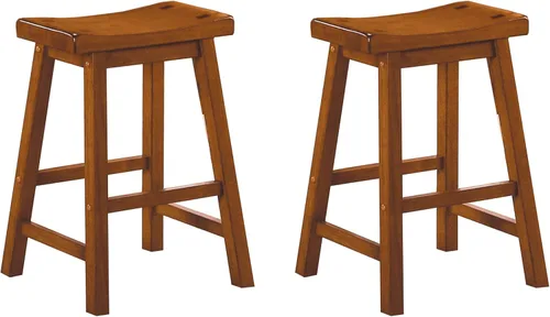 Vista 11 de Lexicon Saddleback - Juego de 2 taburetes de cocina de madera maciza, taburetes de cocina de altura para comedor, opciones de asiento de silla sin