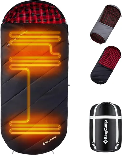 Vista 8 de KingCamp Sleeping Bag for Adults Big & Tall 100% Flannel Sleeping Bag Negro
