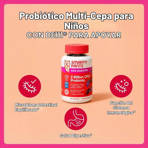 Vista 2 de Gomas probióticas SmartyPants para niños para la salud digestiva: suplemento de apoyo a la salud intestinal e inmunidad con 2 mil millones de CFU