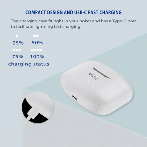 Vista 7 de Auriculares inalámbricos con cancelación activa de ruido, auriculares intrauditivos Bluetooth 5.2, auriculares integrados de 4 mics, control táctil