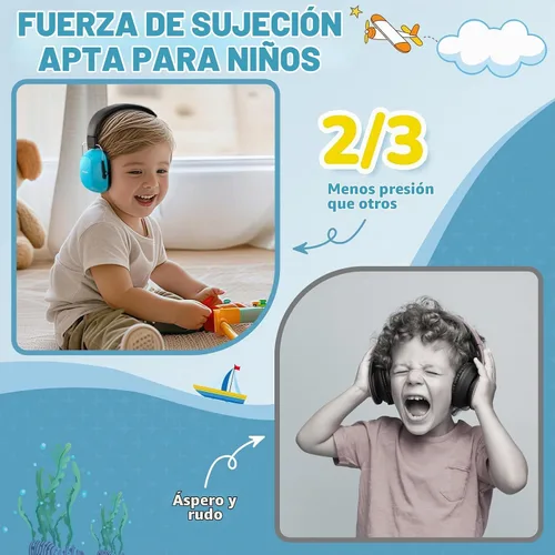 Vista 4 de Cowyawn - Auriculares con cancelación de ruido para niños, orejeras con reducción de ruido