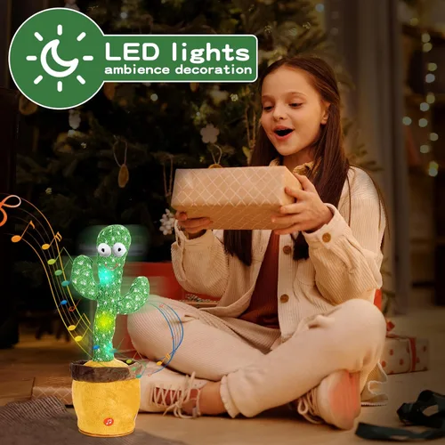 Vista 6 de Juguete de cactus que habla bailando para bebés, niños y niñas, juguete de grabación que imita el canto repite lo que dices, regalo musical
