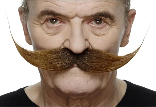 Vista 34 de Mustaches Self-Adhesive Fake Mustache, Synthetic Fur Costume Accessory Set Arqueólogo gris con blanco