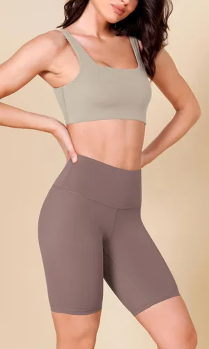 Vista 2 de ODODOS ODLEX - Paquete de 2 pantalones cortos de entrenamiento de cintura alta para mujer, pantalones cortos de entrenamiento de 6 y 8 pulgadas