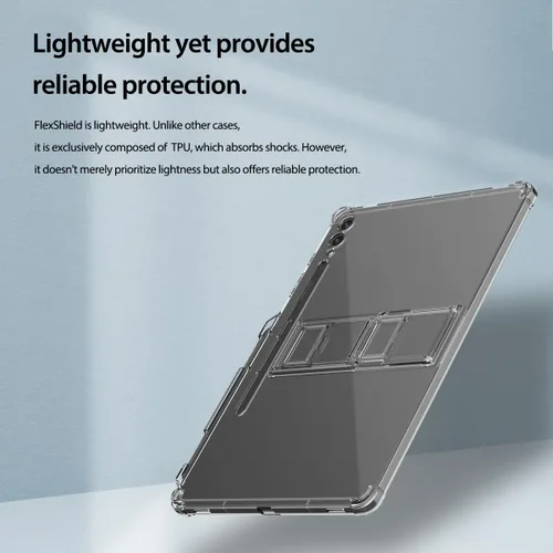 Vista 6 de araree Flexield SP - Funda para Galaxy Tab S9 FE Plus de 12.4 pulgadas con soporte ajustable de 4 niveles, soporte para bolígrafo S, funda delgada
