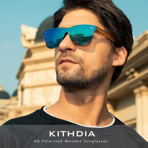 Vista 5 de Kithdia Zebra Gafas de sol de bambú de madera polarizadas para hombres y mujeres - Gafas de sol de madera S5029