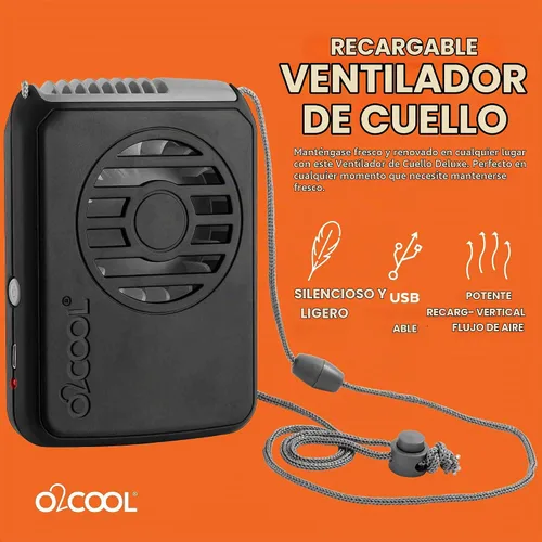 Vista 2 de O2COOL Ventilador de cordón portátil para el cuello recargable personal