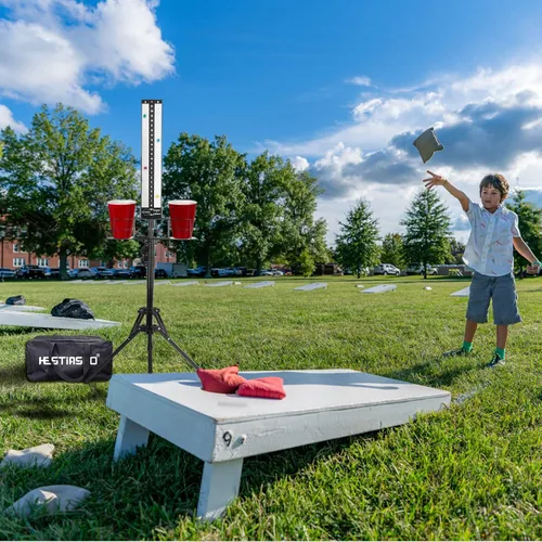 Vista 2 de Cornhole Scoreboard 2 Sets, Metal Magnetic Cornhole Score Keeper with Drink Holder, Easy to Assemble, Score Tracking, Perfect Score Tracking