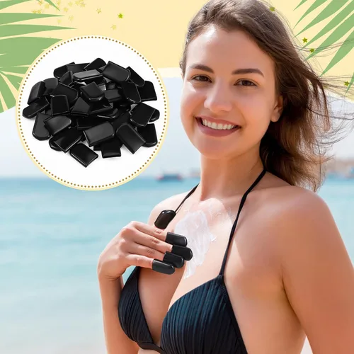 Vista 5 de Loopeer 50 fundas protectoras de uñas para cama de bronceado, protección UV Negro