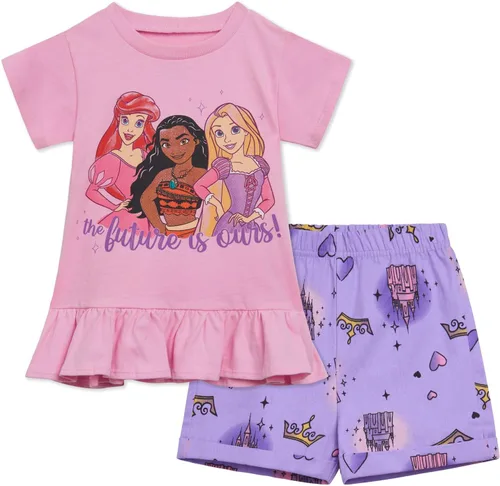 Vista 7 de Conjunto de camiseta floral y pantalones cortos de sarga Disney para bebés hasta niños grandes, tallas de 12 meses a 14-16
