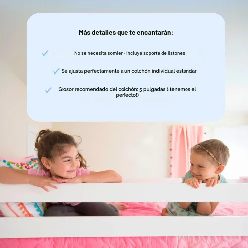 Vista 11 de Max & Lily - Litera, marco de cama individual sobre cama matrimonial para niños, color azul.
