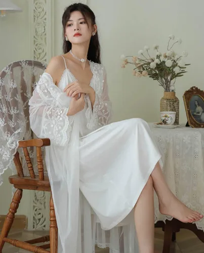 Vista 2 de Sharebeauty Camisón estilo palacio victoriano vintage súper suave modal viscosa rayón