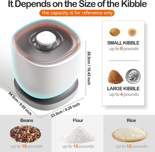 Vista 3 de CTIME Envase hermético para comida de gato y golosinas para mascotas pequeñas y comida seca para perros y pájaros - 2.7 kg (Blanco)