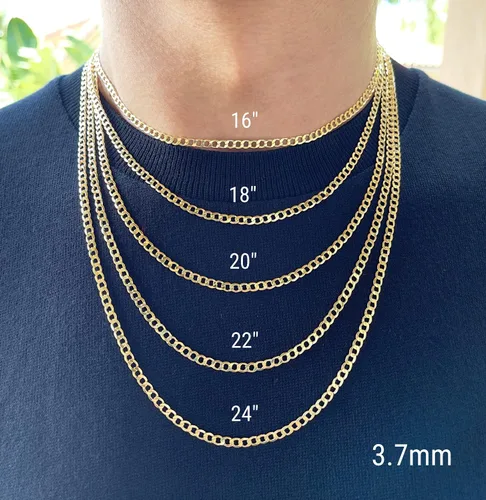 Vista 4 de JEWELHEART Cadena de eslabones cubanos de oro de 14 quilates para hombre, 0.098 pulgadas, 0.097 pulgadas, 0.117 pulgadas, 0.115 pulgadas, 0.175
