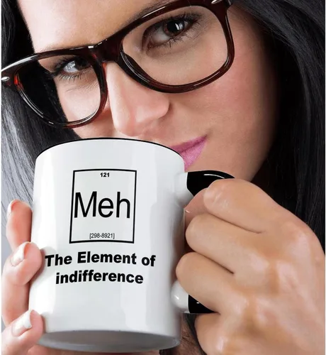 Vista 2 de 3dRose Meh-The Element of Indifference - Taza de dos tonos, 11 onzas, color negro
