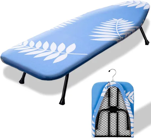 Vista 18 de SheeChung Tabla de Planchar Pequeña de Mesa 32" L x 12" A, Tabla de Planchar Plegable con Descanso para Plancha, Base de Metal de Malla, Funda
