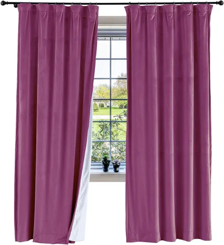 Vista 27 de cololeaf Panel de cortinas opacas de terciopelo con forro para cine en casa, cortina de ganchos planos para barra transversal o pista, 100 pulgadas