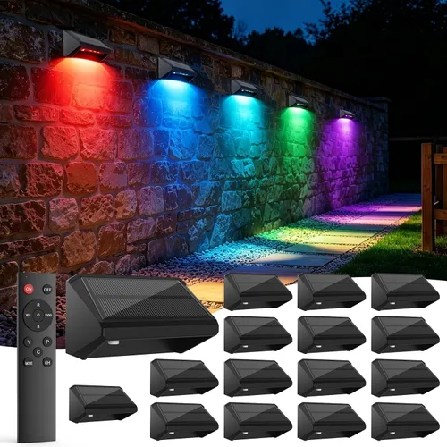 Vista 19 de Luces solares para valla al aire libre, paquete de 12 luces RGB Blanco